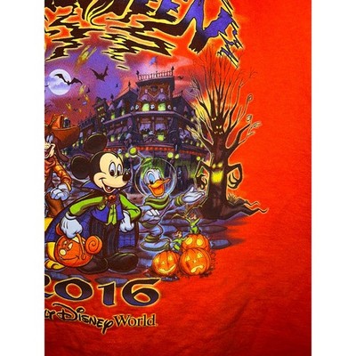 Halloween Walt Disney World Shirt Mickey Orange Graphic 2016 XL