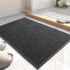 AMOAMI Bath Mat Dark Grey 20''x32'' Absorbent Quick Dry Rubber Backing