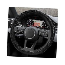 Leather Car Steering Wheel Cover, 15" Crocodile Pattern Anti Slip Car Black