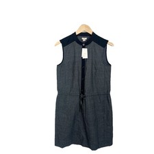 NWT J. Crew Dress Sheath Gray Wool Buttons Classic Career Minimalist Womens XS