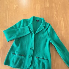 Talbots Sweater Blazer Jacket Button Front Zip Pockets Green Large Sold As Is