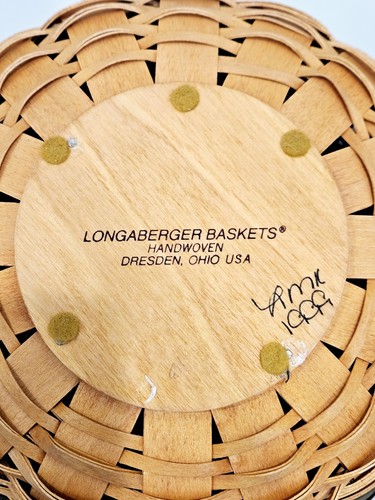 Longaberger 1999 Christmas Collection Popcorn Basket w/Protector & Liner Green - Picture 4 of 7