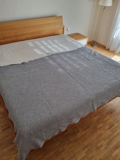 Magic Linen Leinen Decke Plaid Tagesdecke Waffelpique hellgrau 140x210 cm Neu