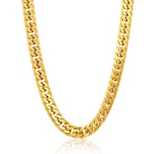 Invicta Jewelry Men's Double Curb Chain Gold Steel Necklace