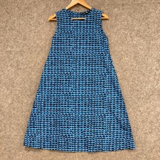 Uniqlo Marimekko Dress Womens Size XS Blue Shift Sleeveless Pockets Cotton
