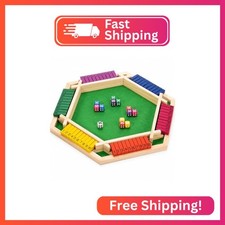MNYUN Shut The Box Game Large for 6 Players, 15 inch Wooden Board Table Math Gam