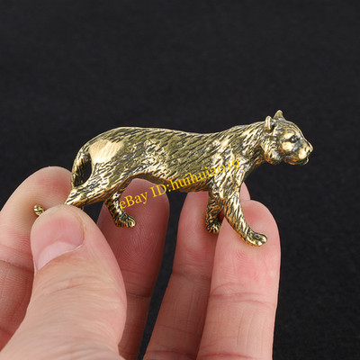 Antique Brass Tiger Figurine Desktop Ornament Tea Set Animal Statue Mini Model