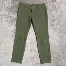 Nili Lotan Tel Aviv Pants Size 00 Olive Green Skinny Trousers Flap Pockets Crop