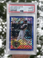2003 Topps Chrome Uncirculated Xfractor 239 Ken Griffey Jr Jersey # 30/57 PSA 10