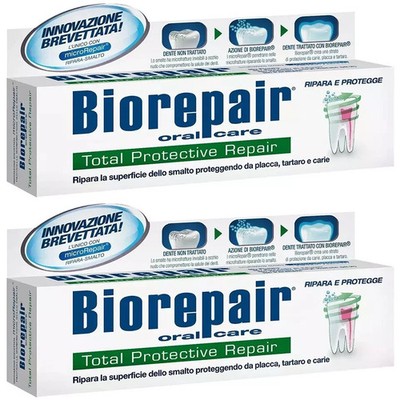 2X Biorepair 75ml Fluoride Free Toothpaste   Enamel Repair & Total Protection