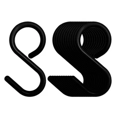 12-Pack Secure & Quiet Plastic S Hooks, Flexible Neck for Easy Twist & Lock, ...