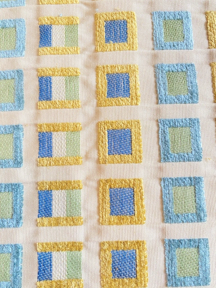 Tecido para estofados moderno tecido quadrados verde ouro azul 2 jardas + 24” X 96” - Imagem 4 de 4