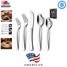 Heavy Duty Silverware Set, 60-Piece Stainless Steel Flatware Cutlery for 12, ...