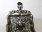 VINTAGE ANTIQUE SILVER STYLIZED BEADED FLORAL POCKET WATCH FOB WITH KEY — photo 5