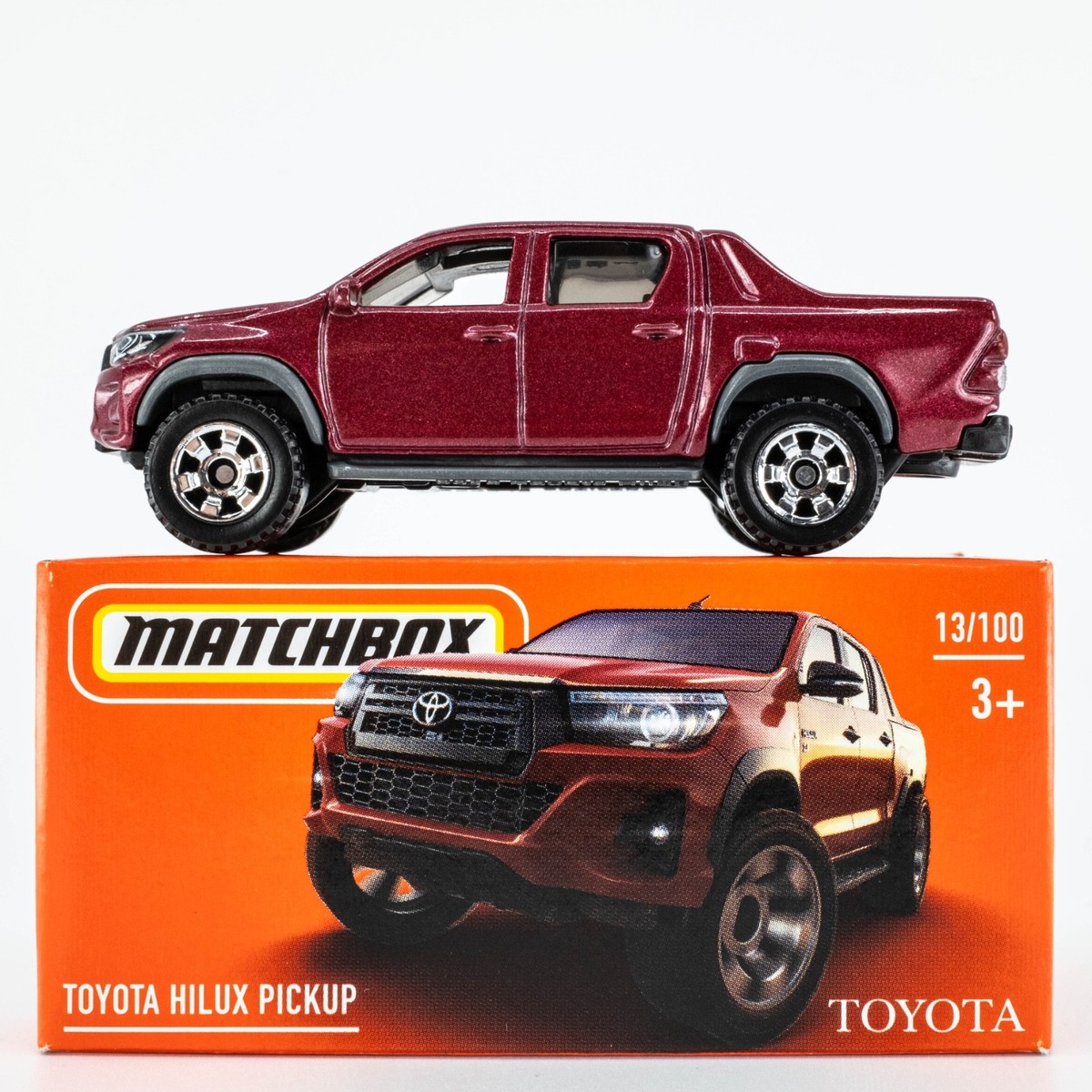 2021 Matchbox Power Grabs #13 Toyota Hilux Pickup RED MICA