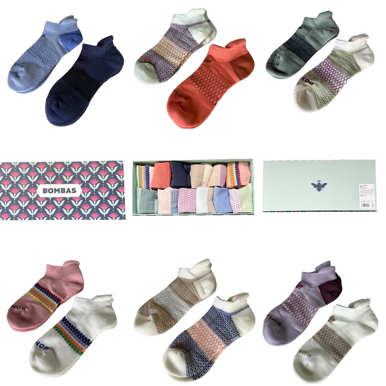 12-Pack Bombas Gift Box Tri-Color Ankle Socks (12-Pairs) - Women Size Medium
Opens in a new window o