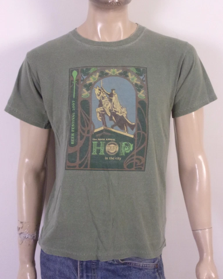 Camiseta vintage 00s Y2K autêntica pigmento 2007 Schalfly Beer Festival St Louis P - Imagem 2 de 4