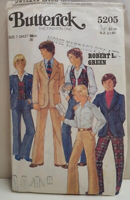 Butterick Pattern 5206 c1978 Cut Sz 7 Robert Green Design Boys Vest Jacket Pants