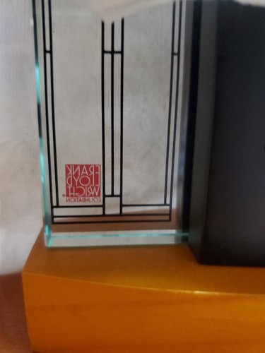Bulova Frank Lloyd Wright Glasner House Clock Desk Mantel Glass Wood Etched - Picture 13 of 13