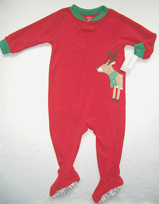 Carters Strampler Gr. 74 - 98 NEU ! Schlafanzug Weihnachten rot Elch Fleece