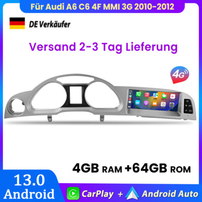 Für Audi A6 C6 4F MMI 3G 2010-2012 Carplay Android 13 Autoradio GPS NAVI 4G WIFI