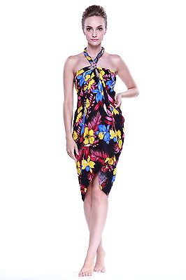 Jumbo Plus Size Tropical Cruise Beach Luau Sarong Wrap Dress Pareo Black  Turquoi 609015716854 | eBay