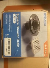 Webang 4x4 Inch Square Shower Floor Drain w Flange Stainless Steel Mate Open Box