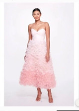 BNWT Marchesa Notte $895 OMBRE TEXTURED TULLE TEA-LENGTH GOWN size 6