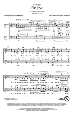 Pie Jesu SATB divisi a cappella Andrew Lloyd Webber