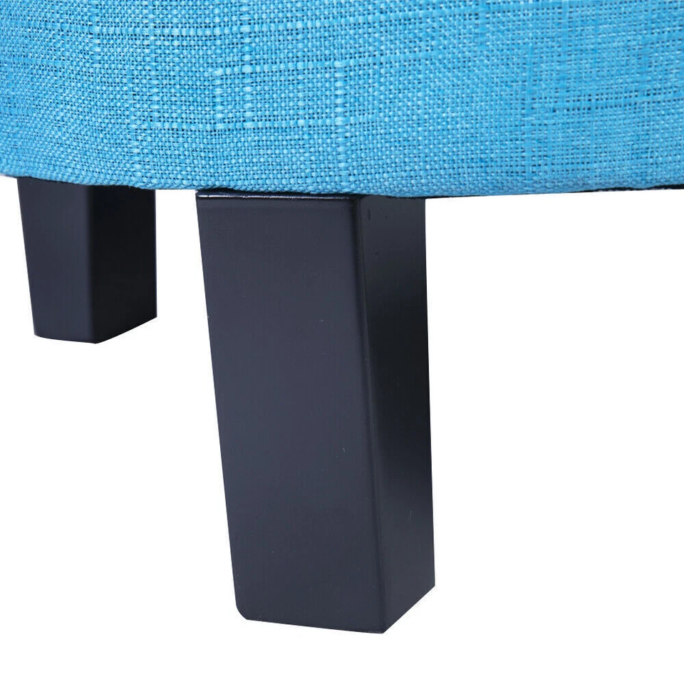 Large Round Storage Ottoman Square PU Leather Vanity Stool Home Footrest Table - Image 3 of 4