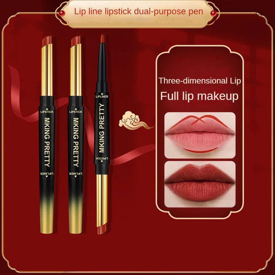 Double head lipstick matte moisturizing lipliner Long NEW lasting ▲ makeu D2P3 - Image 2 of 4