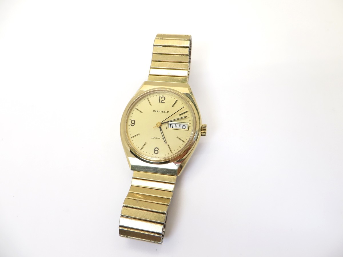 Vintage Bulova Caravelle Automatic Gold Day/Date Watch