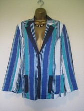 East Lifestyle Bnwt Rrp £109 Indigo Striped Linen Jacket Size 16