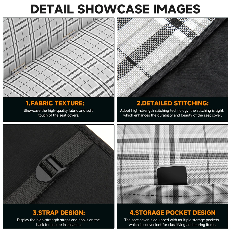 Cubiertas de asiento de banco gris para silla de montar tamaño completo para Ford F100 F-100 1960-1983 Foto 4 de 4