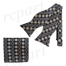 New formal Men's Self-tied Bow Tie  Hankie Polka dots Black Gray wedding