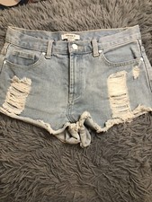 Forever 21 Womens Size 26 Light Washed Distressed Cut Off High Rise Jean Shorts