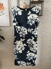 Phase Eight Grey Floral Dress Size 10 Sleeveless Shift Evening Party Occasion