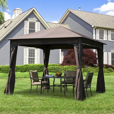 Outsunny Luxus Pavillon Gartenpavillon Partyzelt Festzelt ...
