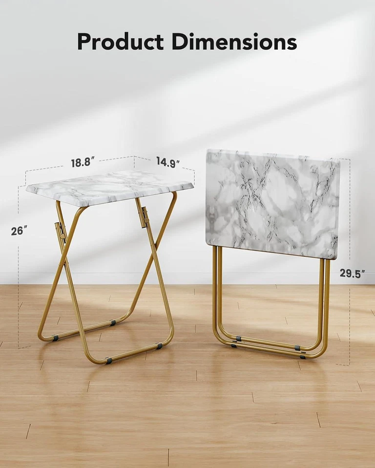 HUANUO Modern Folding TV Tray Table Stable Stylish TV Dinner Bed Snack Table - Image 3 of 4