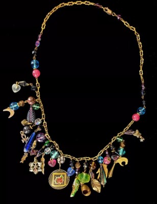 Vintage Gf Gold Gefüllt Handgemacht Glasperlen Anhänger Ohrhänger Bib Halskette