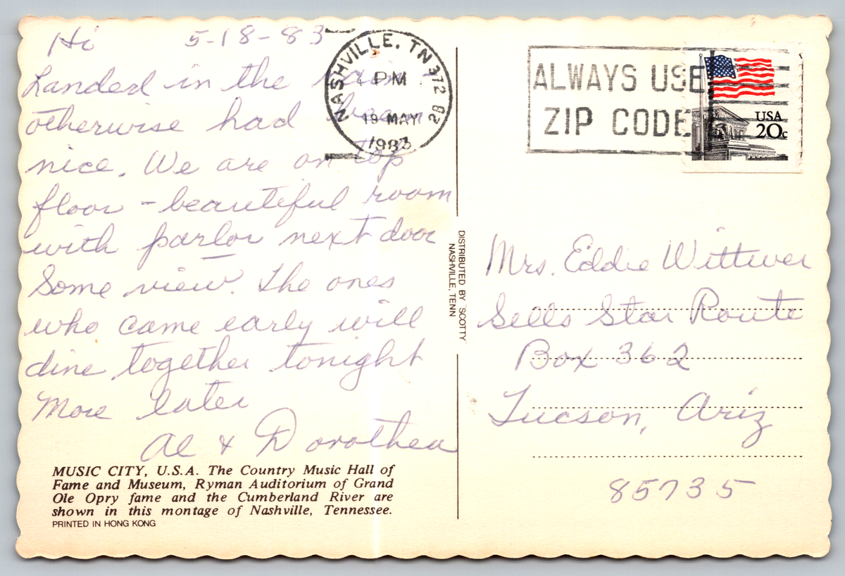 Tennessee Country Hall City Nashville IN LA Music Usa Fame A Vintage  Postcard | eBay