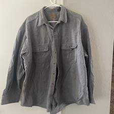 St Johns Bay Sage Gray Chamois Cloth Long Sleeve Men  s Shirt Size 2XL, V.D.
