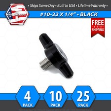 10-32 x 1/4" Thumb Screw Stainless Steel - Black Tee / Wing Knob - USA
