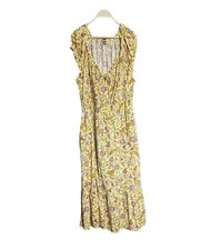 Old Navy Waist Defined Midi Dress Yellow Floral Size Plus 2X