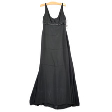 Vera Wang Women's Bridesmaid Dress Black Size 10 Maxi Deep V-Neck Tie Back W/Tag