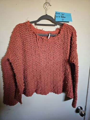 Free People Orange Rust Cropped Fuzzy Knit  Sweat… - image 1