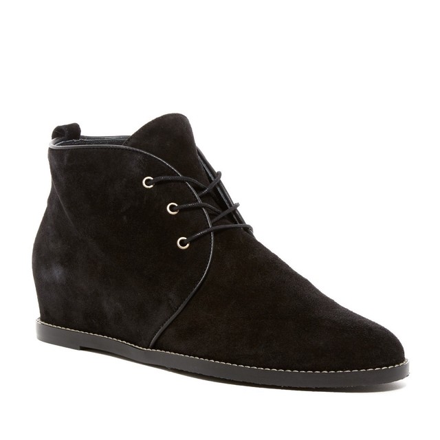 Stuart Weitzman Rove Suede Hidden-Wedge Bootie Boots in Black Size 8.5 | eBay