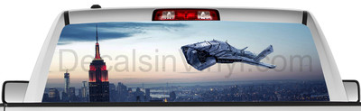 Rear window graphic view thru decal sticker, pickup truck SUV Van OTH140