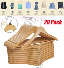 Natural Wood Solid Wood Clothes Hangers Coat Hanger Wooden Hangers Set of 20 Pcs