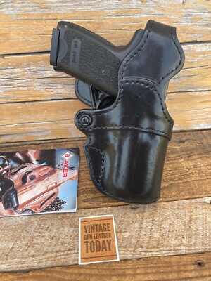 AKER Blue Line Drop Duty Holster Black Leather For HK H&K Heckler